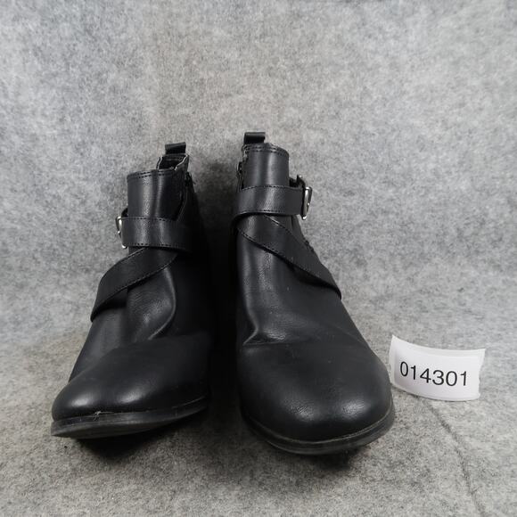 Booties Shoes Womens 9.5 Ankle Boots Casual Classic Black Western Zip Buckle - Picture 2 of 13